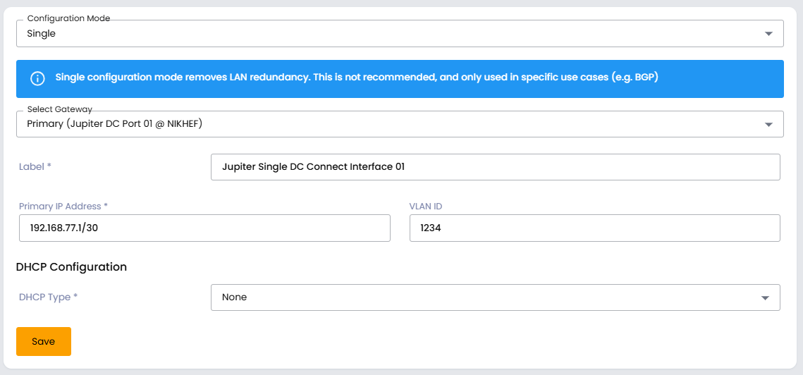 Single Interface Configuration